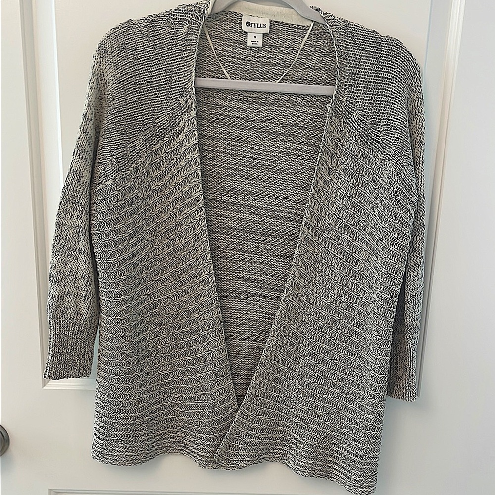 STYLUS Cotton Gray Textured Knit Cardigan Sweater/ SZ M